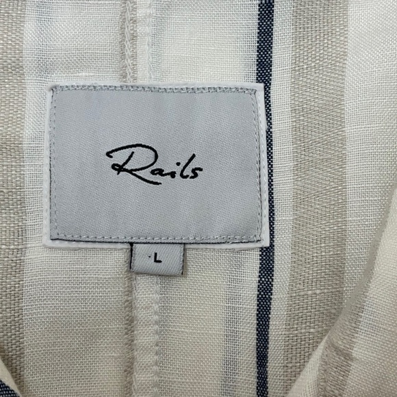 Rails Rowan Linen Blend Jacket Coco Stripe Size Large - Picture 5 of 12